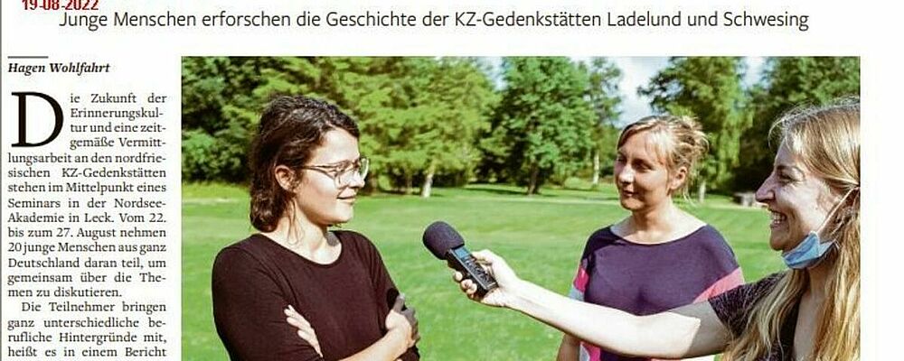 Der Zeitungsartikel Arbeit gegen das Vergessen aus vom shz.