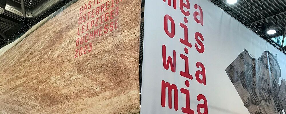 Stand des Gastlandes Österreich auf der Buchmesse in Leipzig 2023