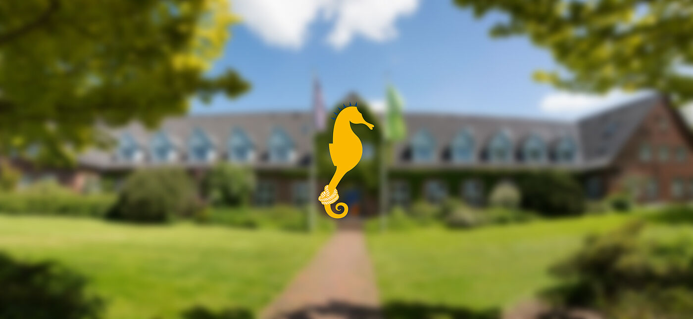 Logo der Nordsee Akademie in Form eines Seepferdchens.