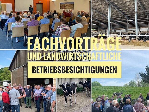 Collage zu Fachvorträgen und Bauernhofbesuchen.